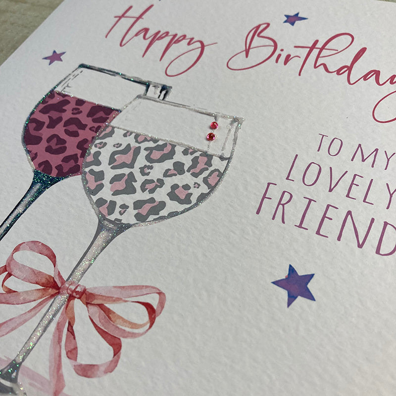 White Cotton Cards Lovely Friend Birthday Leopard Glasses Card