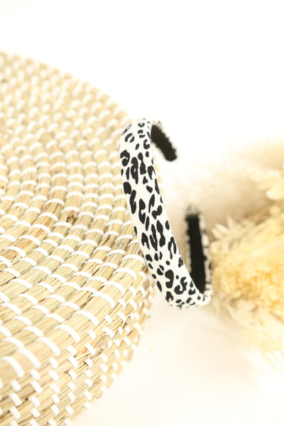 Classic White Leopard - Thin Band Headband
