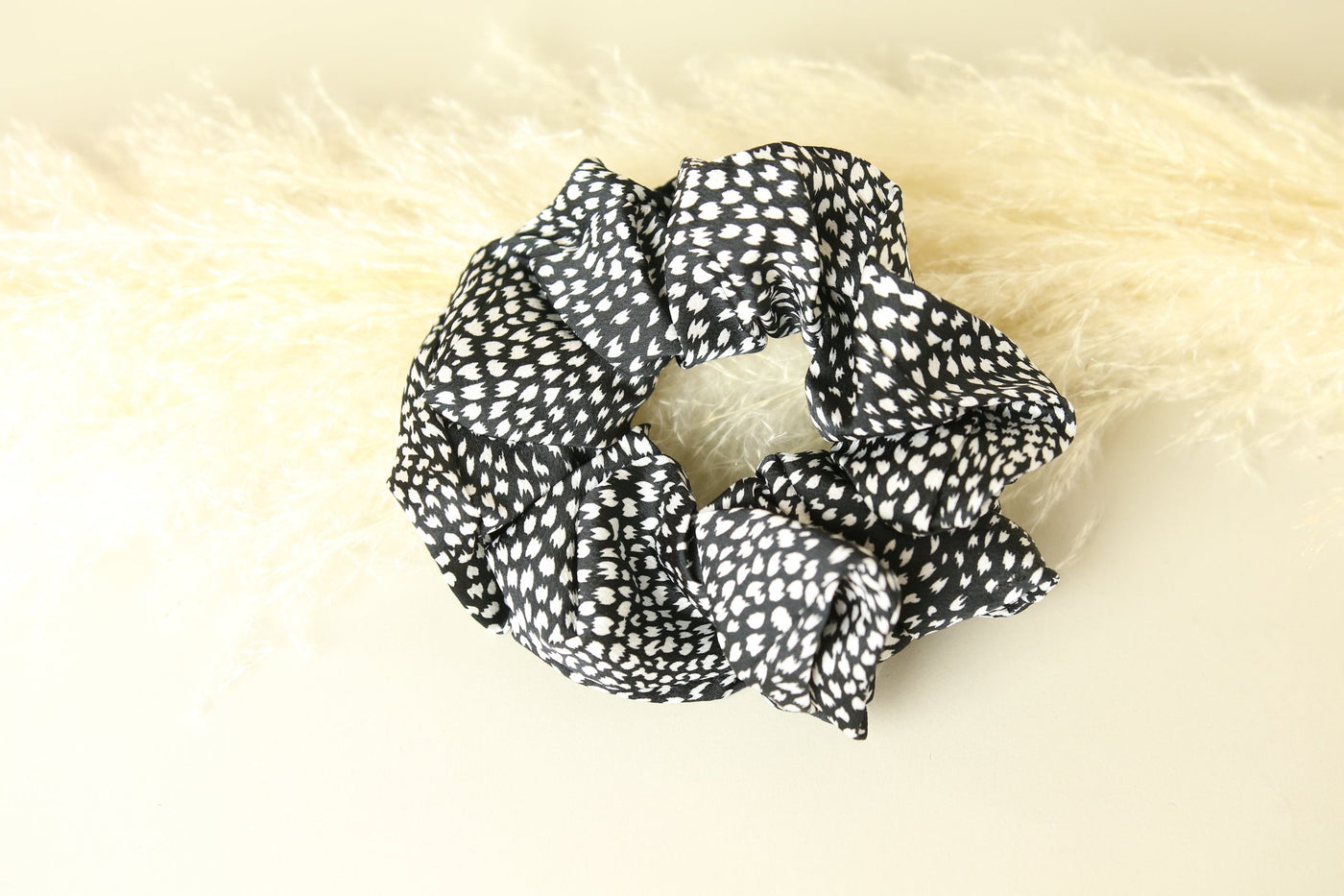 Black Mini Dots X-Large Silky Scrunchie