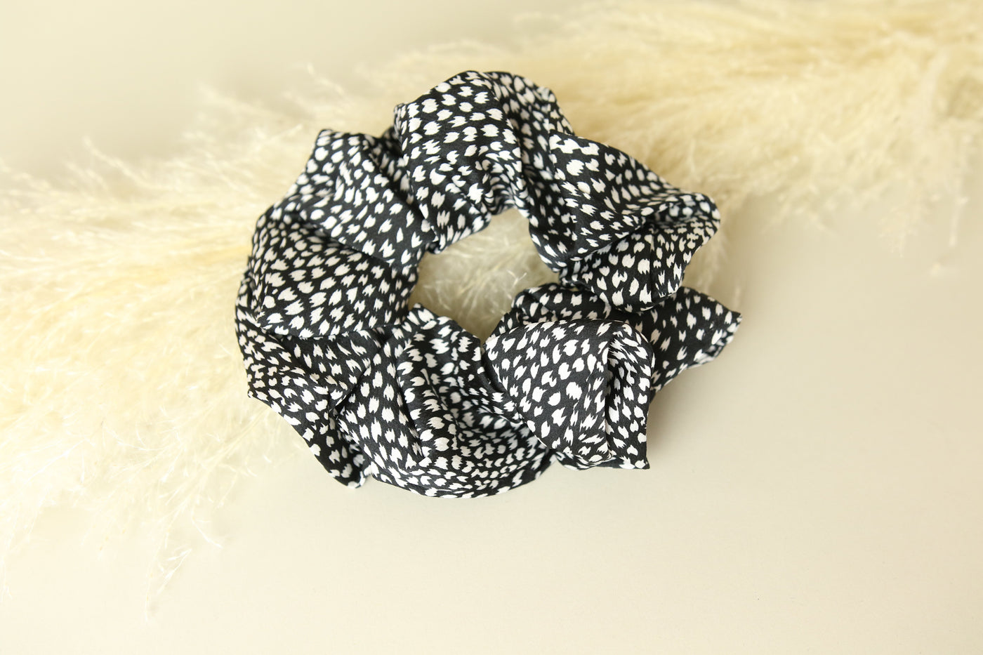 Black Mini Dots X-Large Silky Scrunchie