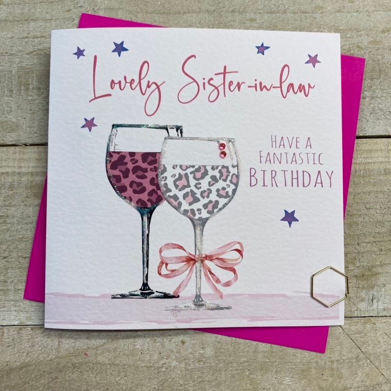 White Cotton Cards Lovely Sister-in-Law Birthday Leopard Glasses Card