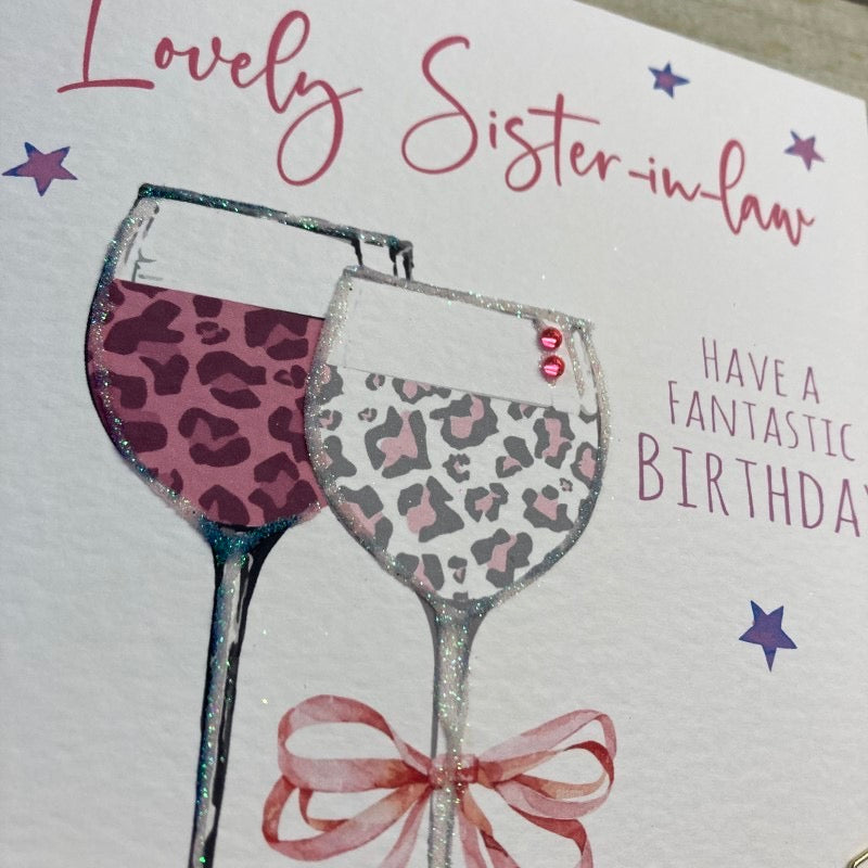 White Cotton Cards Lovely Sister-in-Law Birthday Leopard Glasses Card