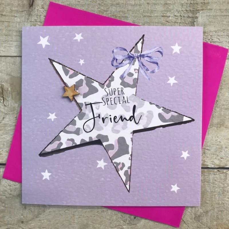 White Cotton Cards Leopard Print Star Special Friend Birthday Card