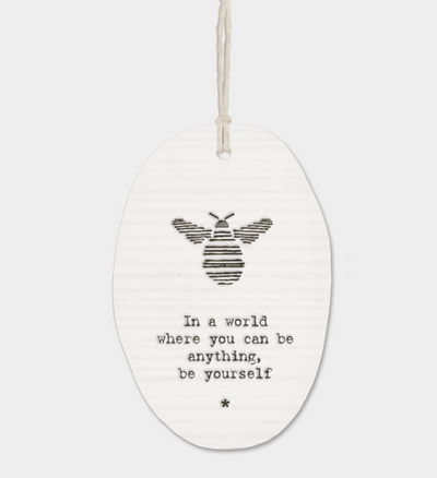 East of India Porcelain Oval Hanger -Bee / In a World