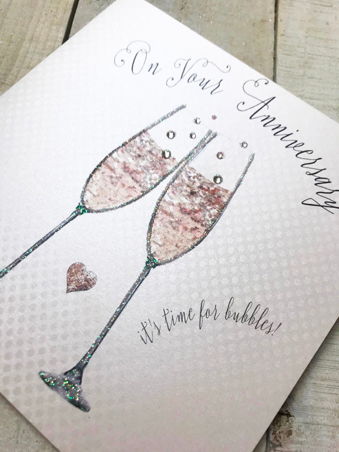 White Cotton Cards Your Anniversary Glasses Card