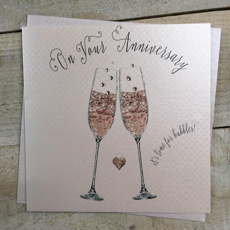 White Cotton Cards Your Anniversary Glasses Card