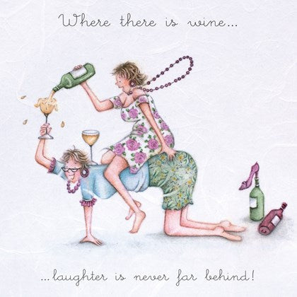 Berni Parker Blank Card - Where there is Wine