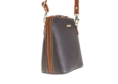 Nova Leathers Crossbody Handbag 820 -Navy & Chestnut Tan