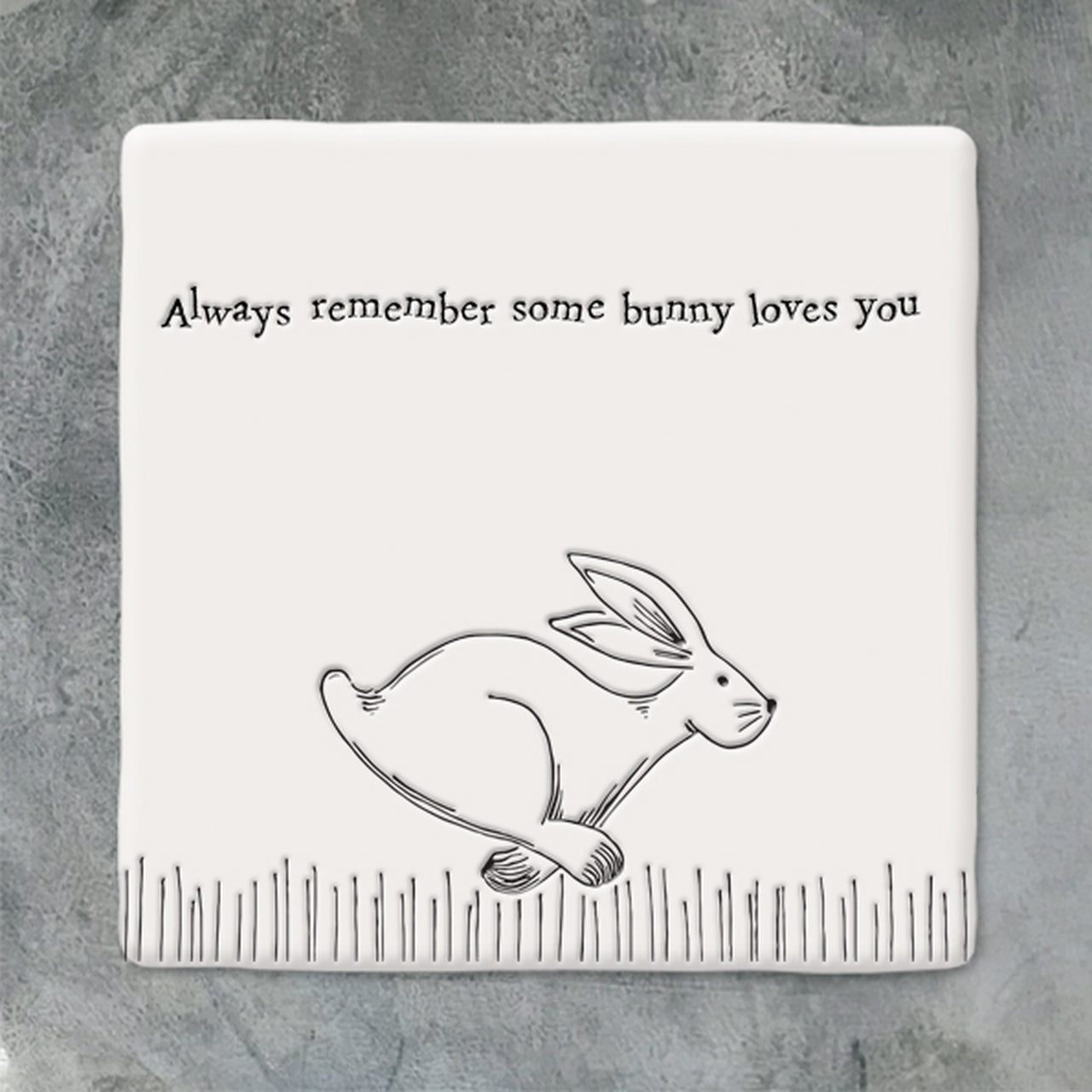 East of India Porcelain Square Coaster - Some Bunny Loves You