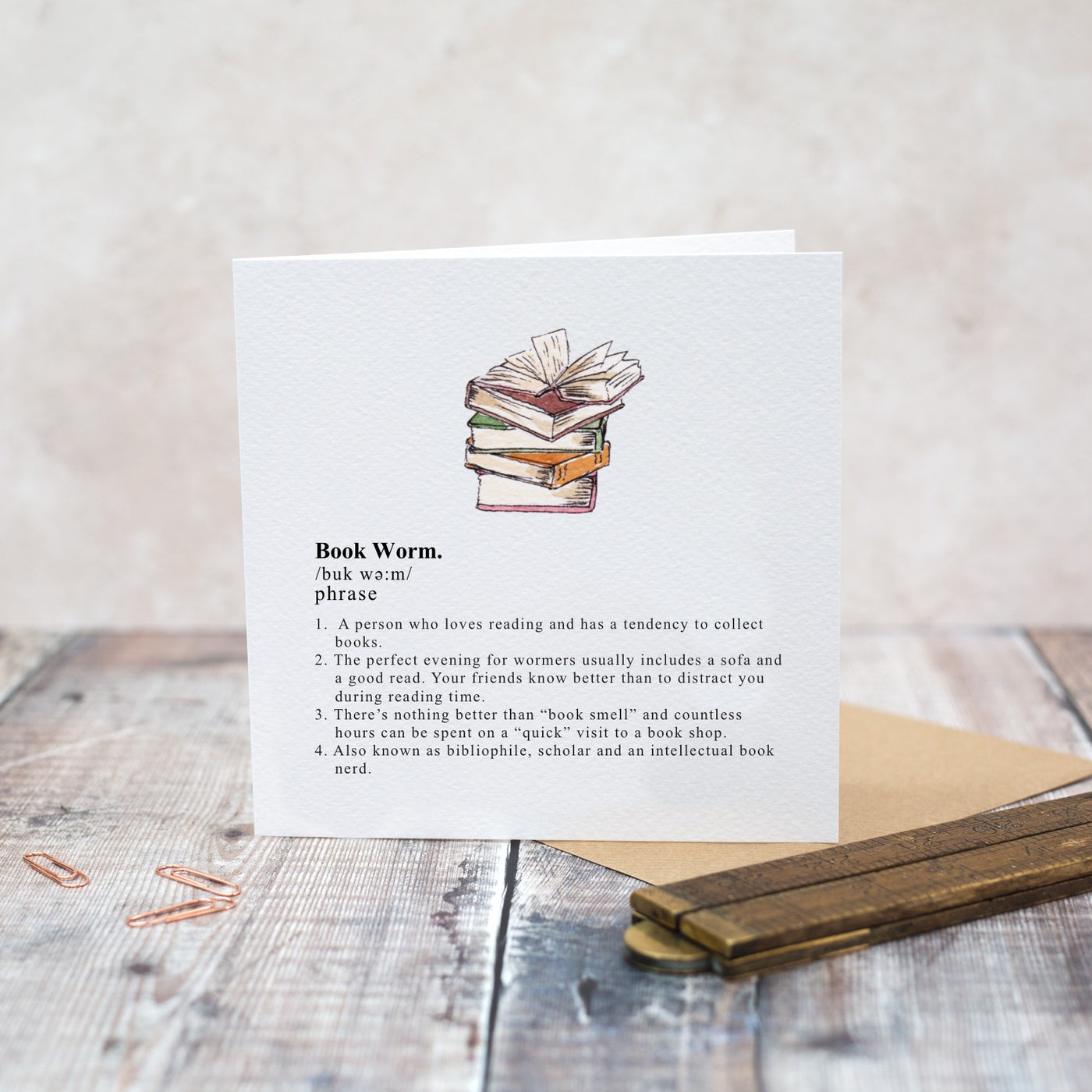 Toasted Crumpet Book Worm Blank Card