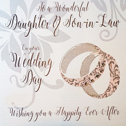 White Cotton Cards Daughter & Son-in-Law Decoarative Rings Wedding Day Card