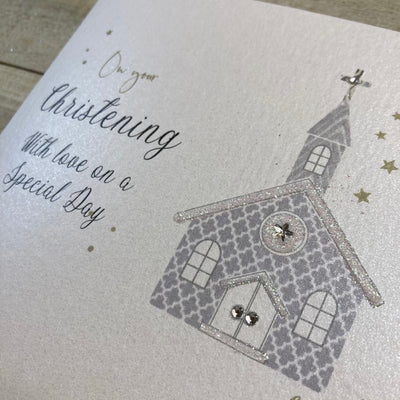 White Cotton Cards Christening Church Special Day Card