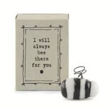 East of India Matchbox Animal - Porcelain Bee - I will Always Bee There For You