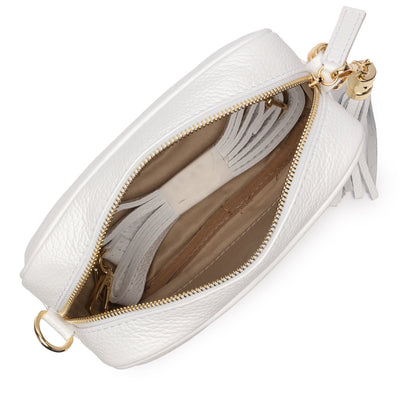 Elie Beaumont Designer Leather Crossbody Bag - White (GOLD Fittings)