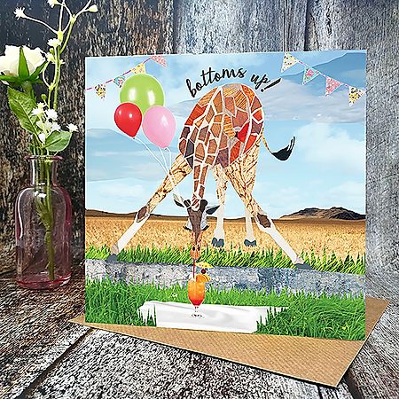 Flying Teaspoons Bottoms Up Giraffe Birthday Card