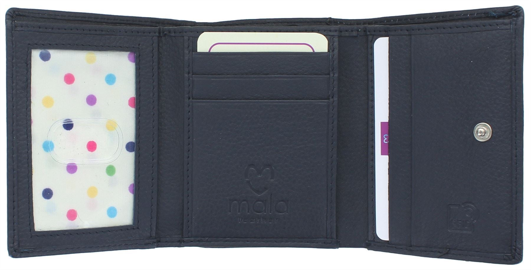 Mala Leather Cleo The Cat Small Tri Fold Leather Purse (3533 50) - Navy