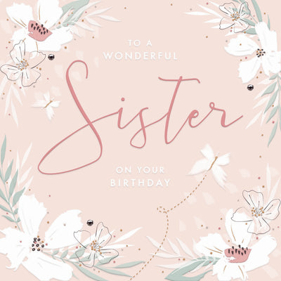 Wonderful Sister on your Birthday Pastel Floral Card
