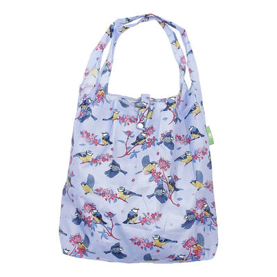 Eco Chic Foldable Recycled Shopping Bag - Floral Blue Bits -Lilac