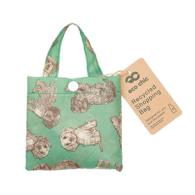 Eco Chic Foldable Recycled Shopping Bag - Cockerpoo Dog -Green