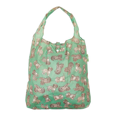 Eco Chic Foldable Recycled Shopping Bag - Cockerpoo Dog -Green