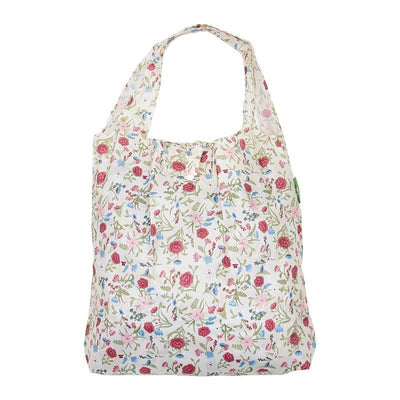 Eco Chic Foldable Recycled Shopping Bag - Floral -Beige