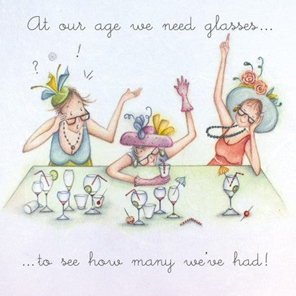 Berni Parker Blank Card - At our age we need Glasses...