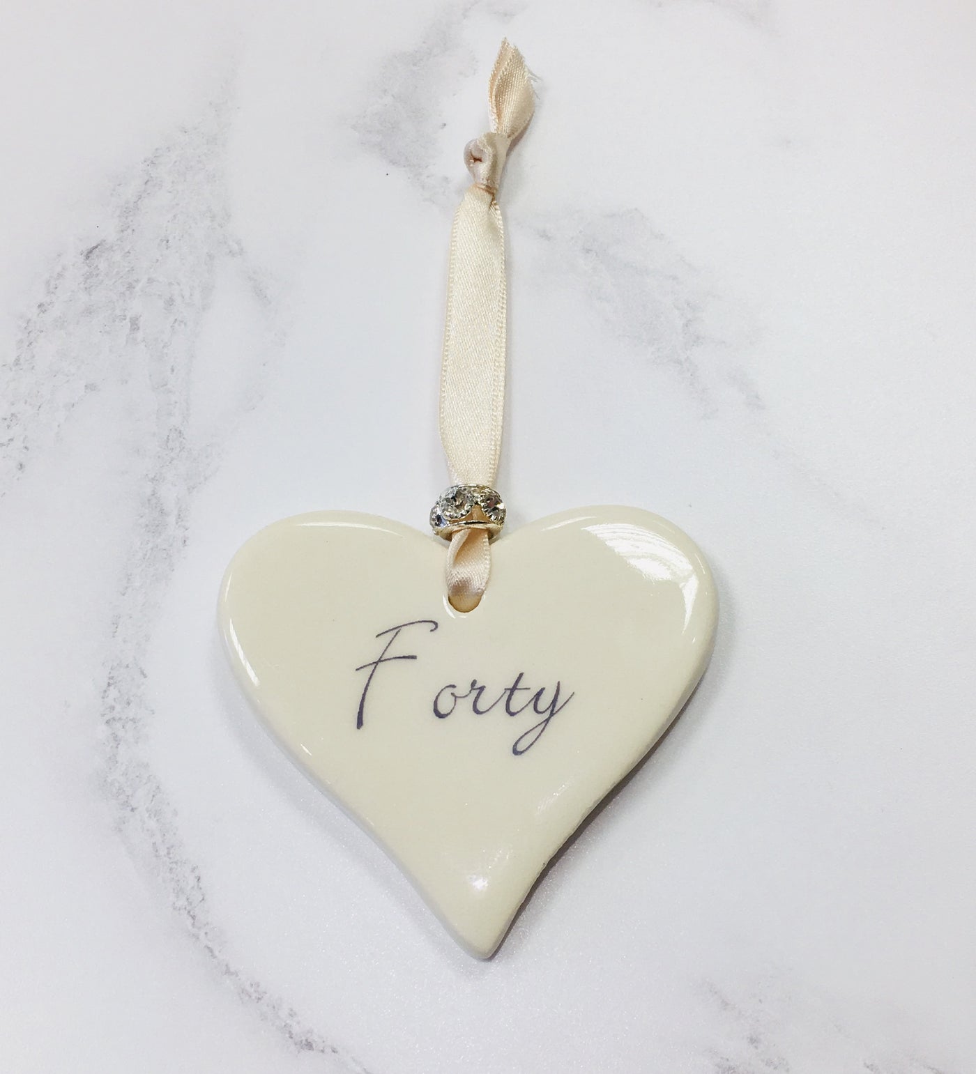Dimbleby Ceramics Sentiment Hanging Heart - Forty