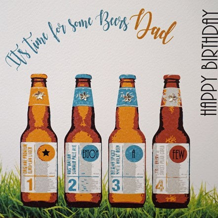 White Cotton Cards Time for Beers Dad Birthday Card