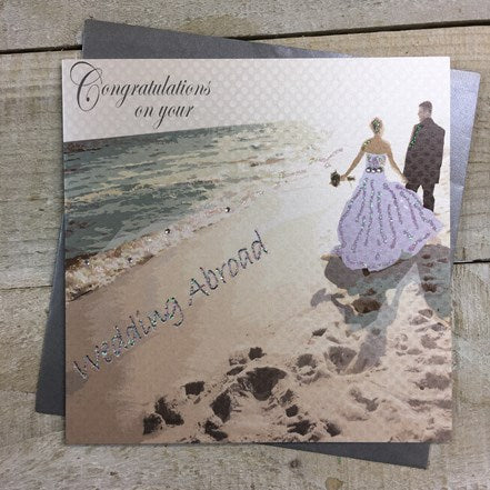 White Cotton Cards Wedding Day Abroad Beach Card