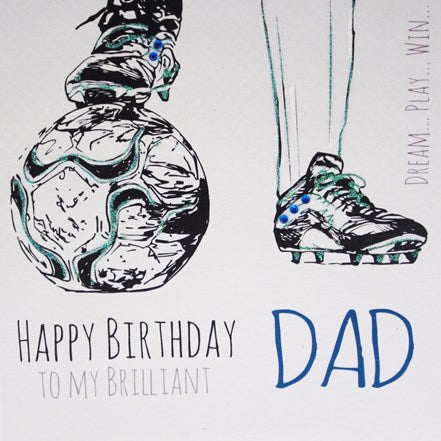 White Cotton Cards Dad Football Birthday Card