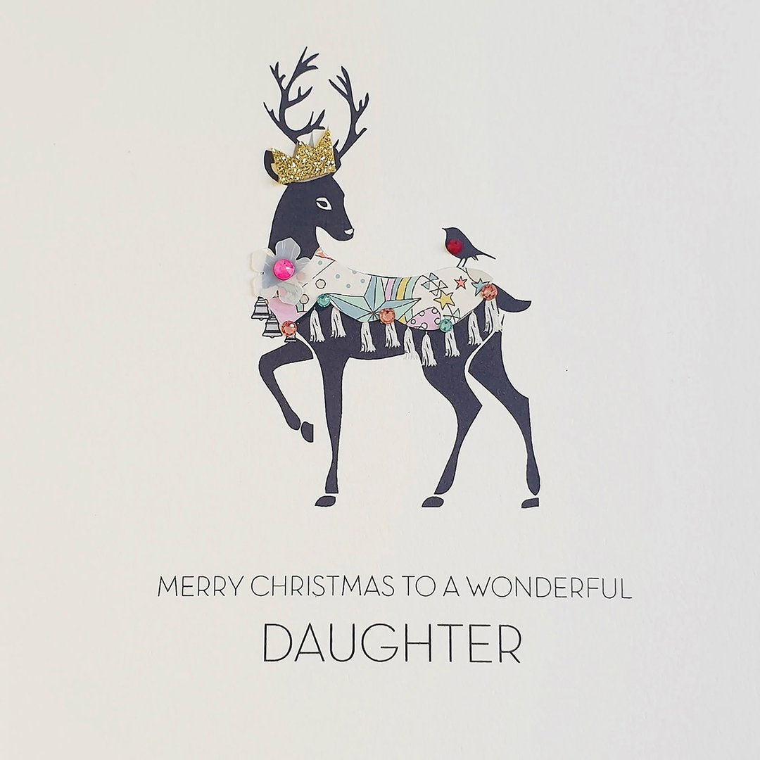 Five Dollar Shake Wonderful Daughter Stag Christmas Card