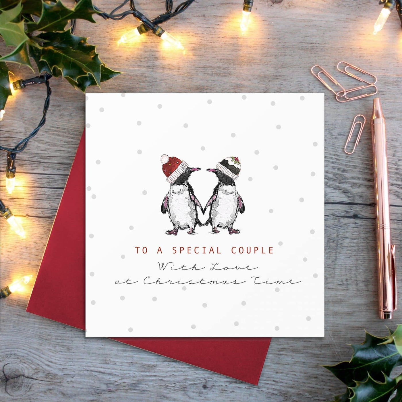 Toasted Crumpet Special Couple Penguins Christmas Card