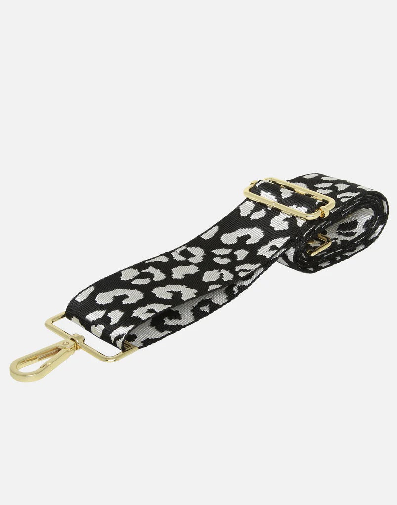 Alice Wheeler Black & White Leopard Print Bag Strap (Gold Fittings)