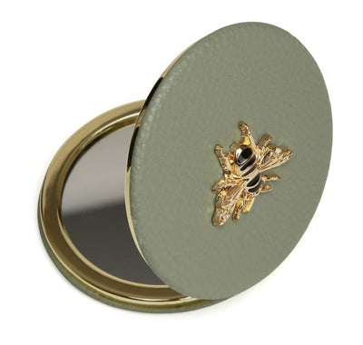 Alice Wheeler Sage Green Bee Round Compact Mirror