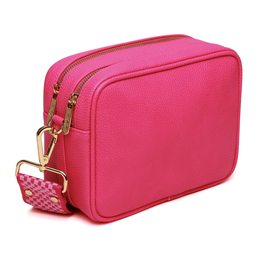 Alice Wheeler Hot Pink Soho Double Zipped Crossbody Bag with Bag Strap