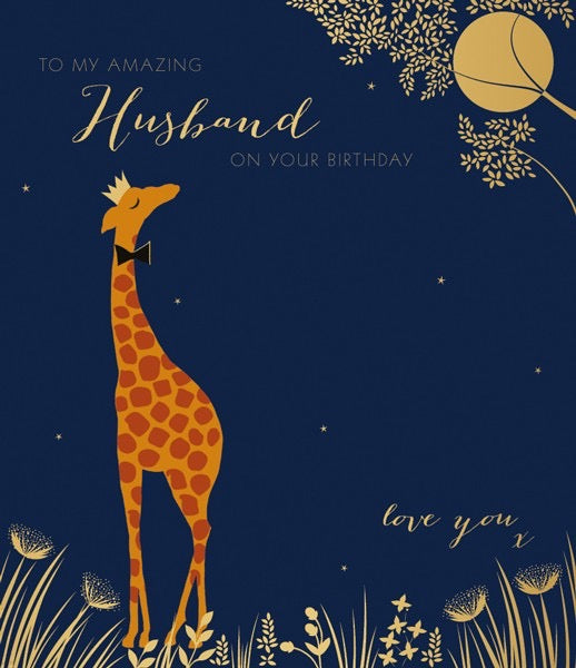 Sara Miller by The Art File - Giraffe Husband Large Birthday Card