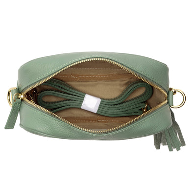Elie Beaumont Designer Leather Crossbody Bag - Mint Green (GOLD Fittings)