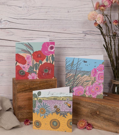 The Art File -Sunflowers & Bees - Nature Trail Collection by Kate Heiss Blank Card