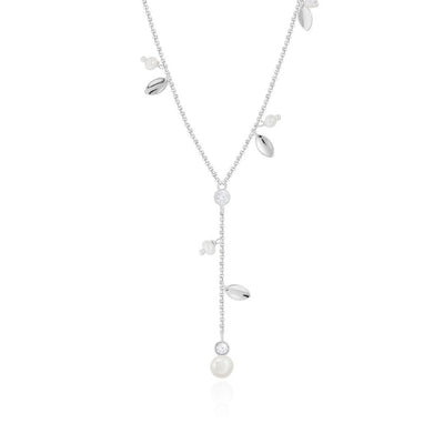 Joma Jewellery Happy Ever After Bridal Jewellery - Pearl & Crystal Leaf Backdrop Necklace