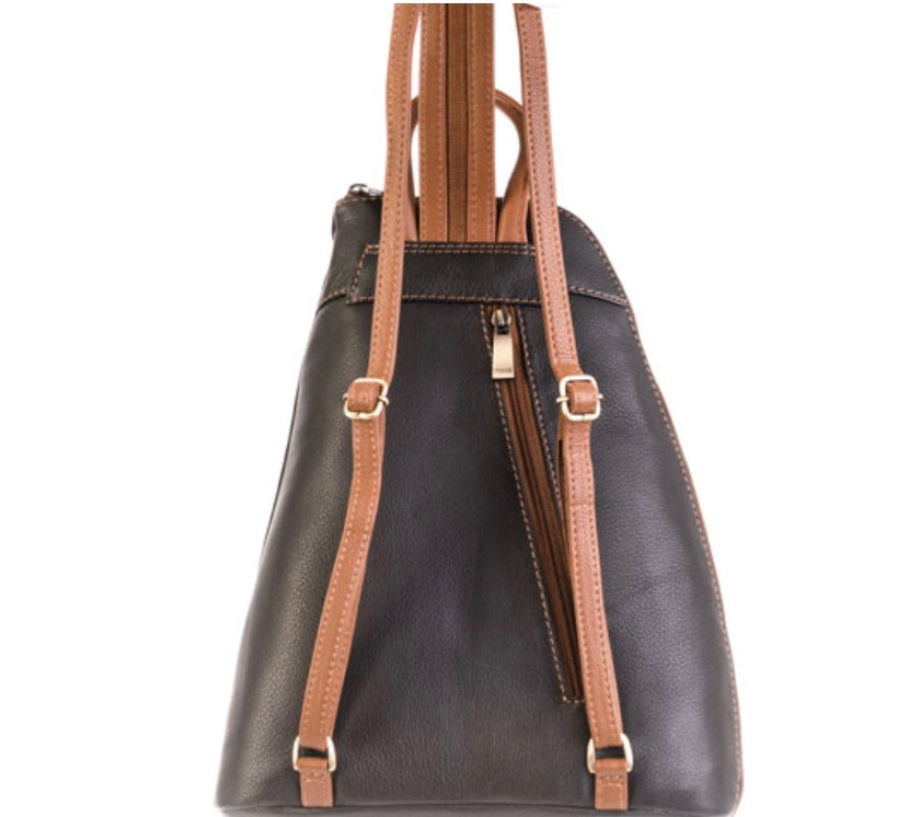 Nova Leathers Backpack Handbag - Navy/Chestnut(814)