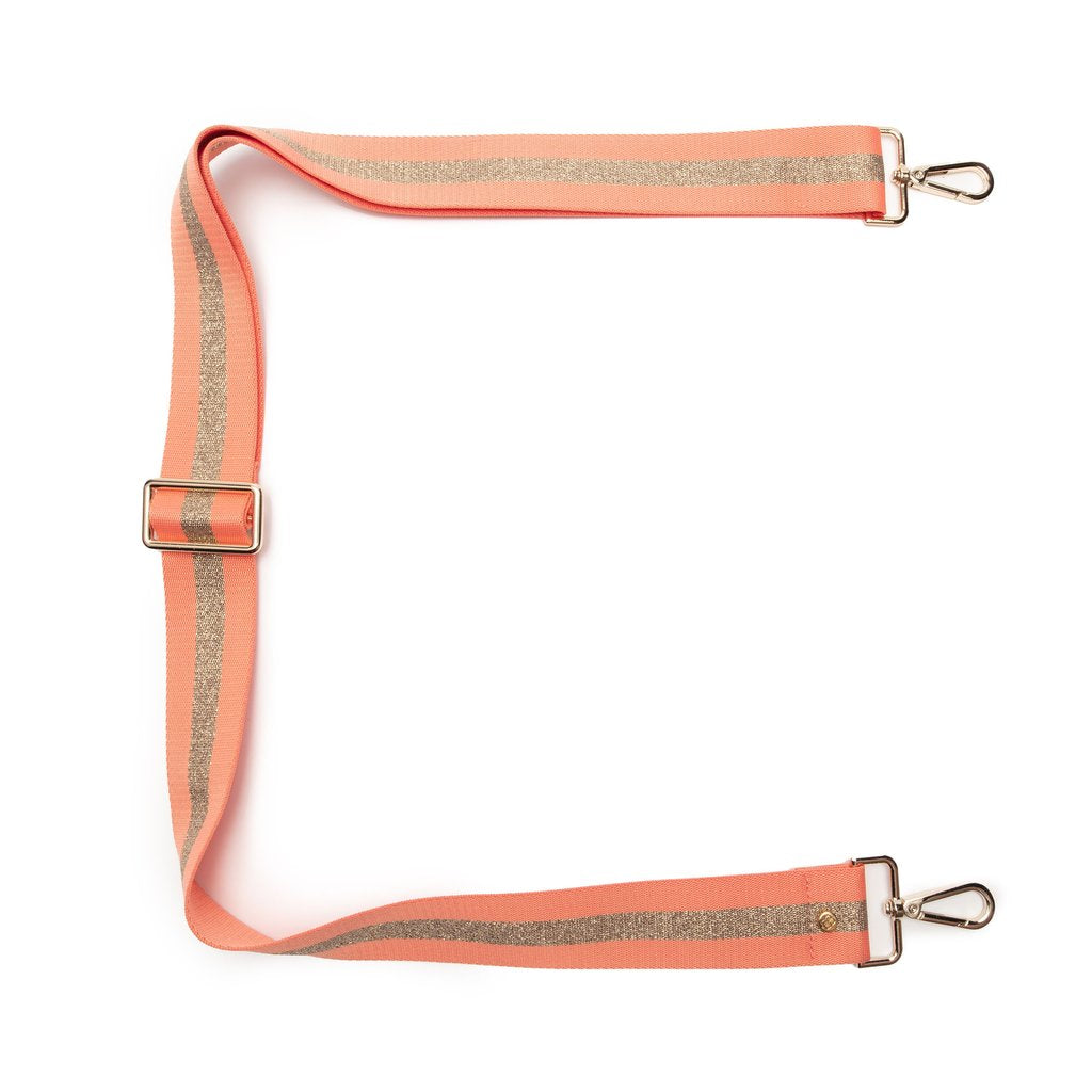 Elie Beaumont Designer PEACH SPARKLE STRIPES Adjustable Crossbody Bag Strap