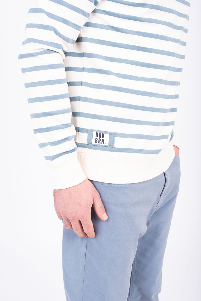 Brakeburn MENS Striped Sweater Jumper -Cream/Blue