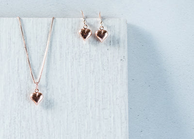 Jolu Jewellery Rose Gold Puff Heart Earrings