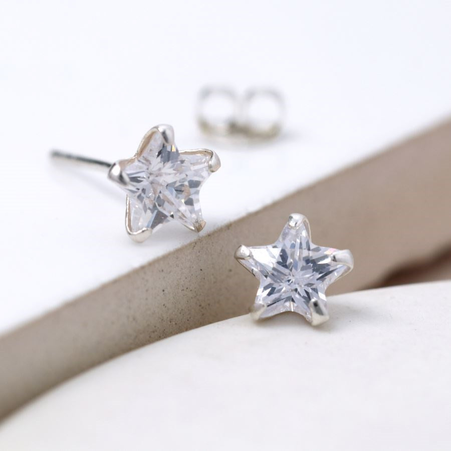 POM Sterling Silver Crystal Star Stud Earrings