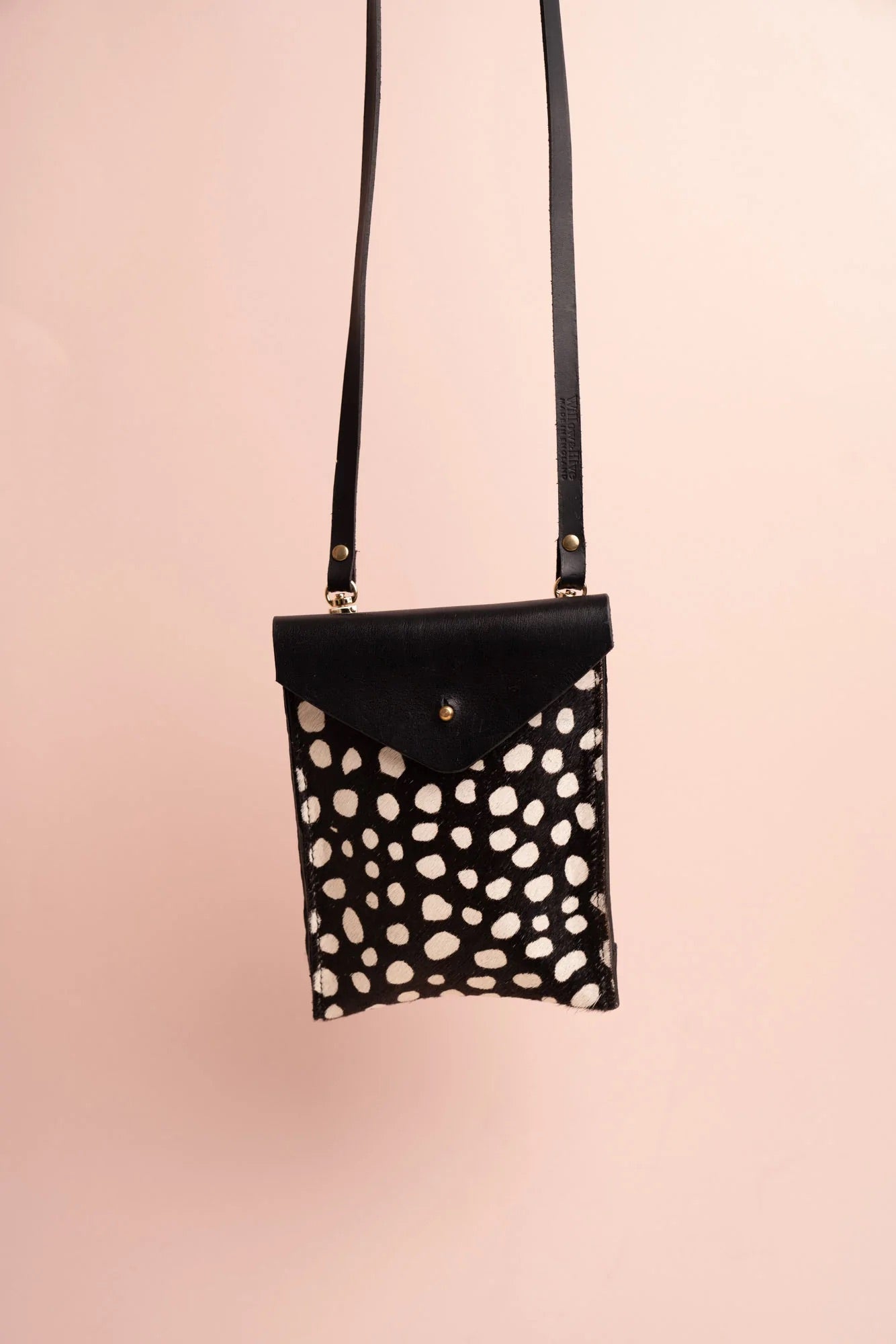 Willow & Hive Leather Monochrome Spot Print Phone Crossbody Bag