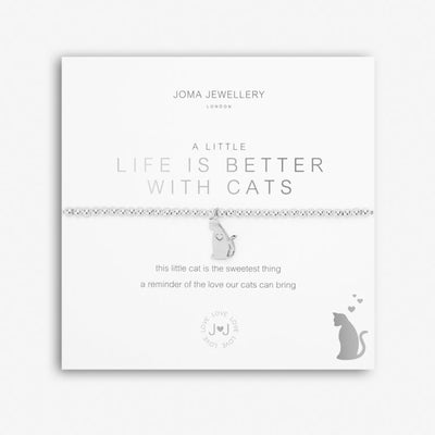 Joma Jewellery A Little 'Life is Better With Cats' Silver Bracelet