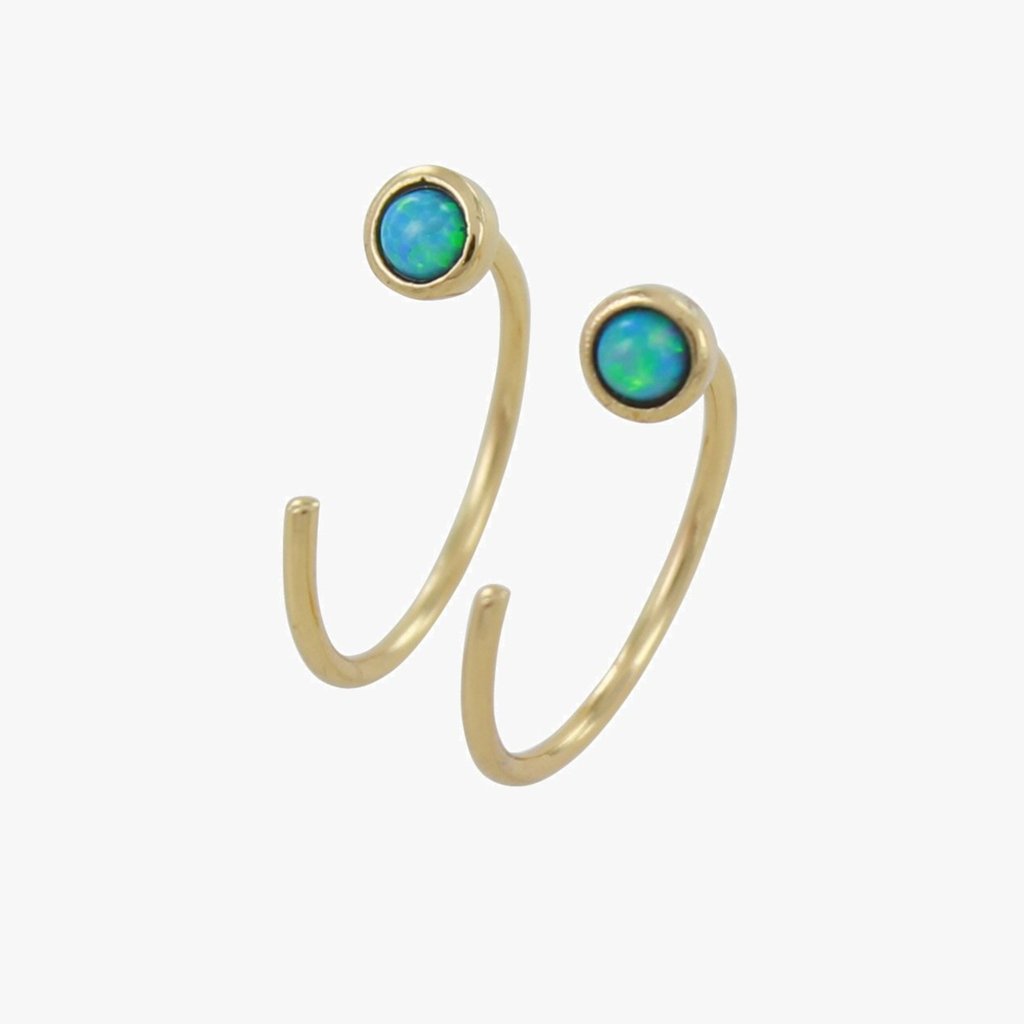 Reeves & Reeves Crescent Blue Opal Earrings - Gold
