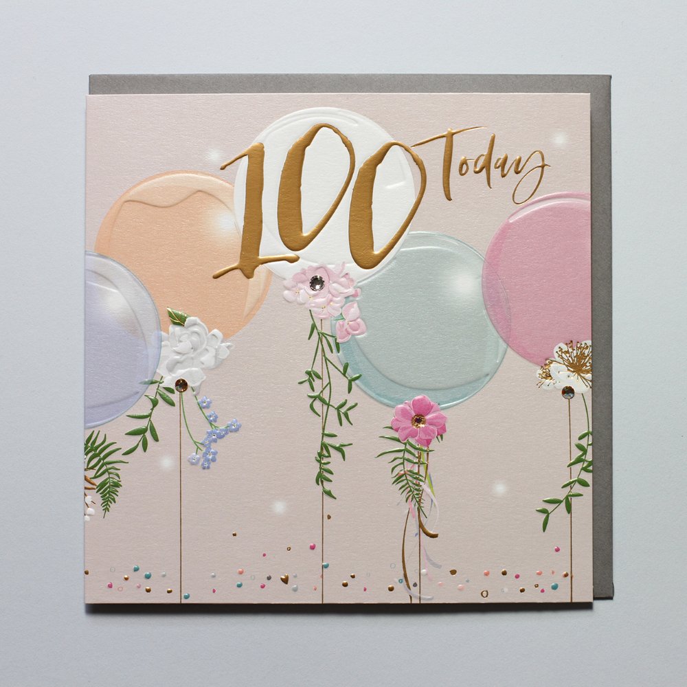 Belly Button 100th Birthday Balloons Card