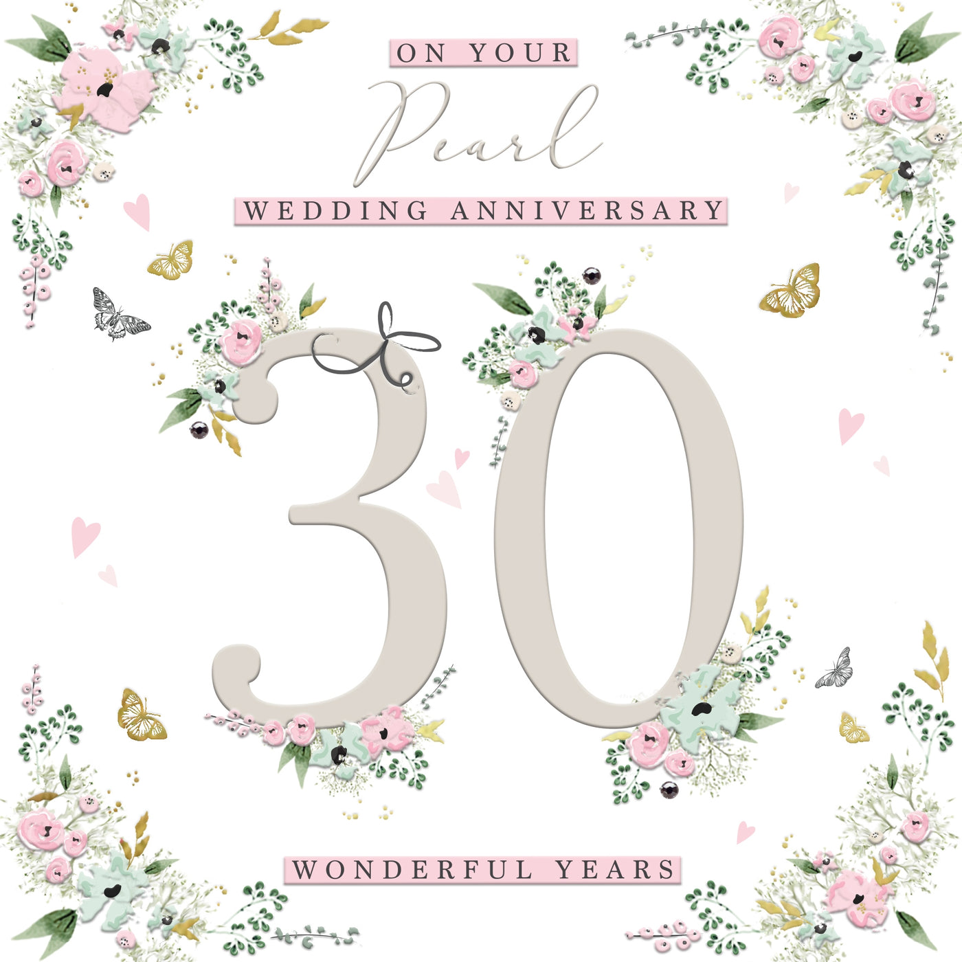 Pearl Wedding Anniversary 30 Years Floral Card