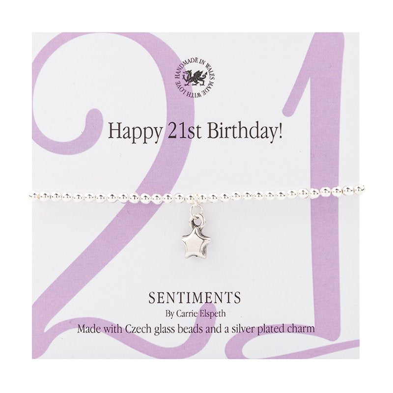 Carrie Elspeth Sentiment Bracelet - 21st Birthday